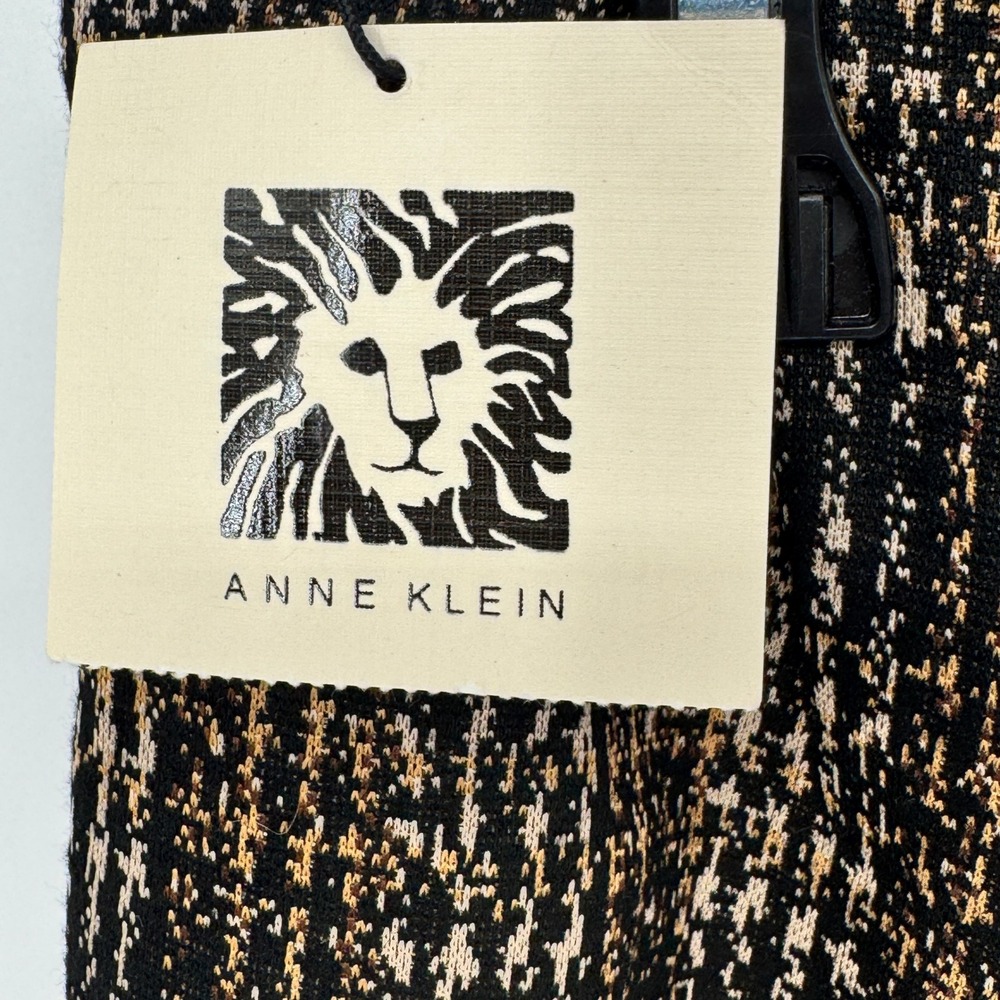 ANNE KLEIN Womens XXS Plaid Pants Black Gold Straight Leg Stretch Slim Fit New - Picture 8 of 15